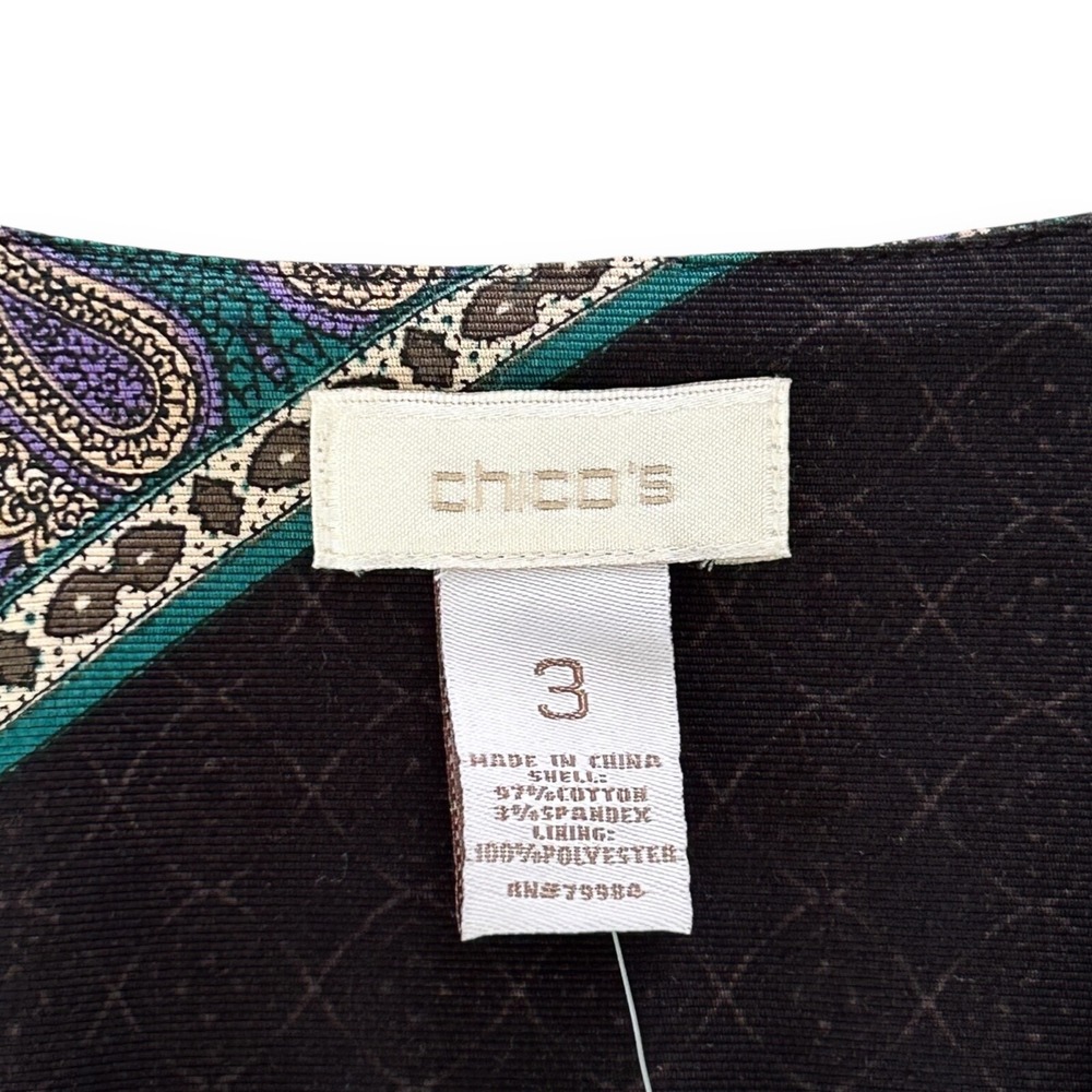 Chico's Women's Size 3 Multicolor XL Paisley Stripe Long Sleeves Moto Jacket NWT - Picture 9 of 11